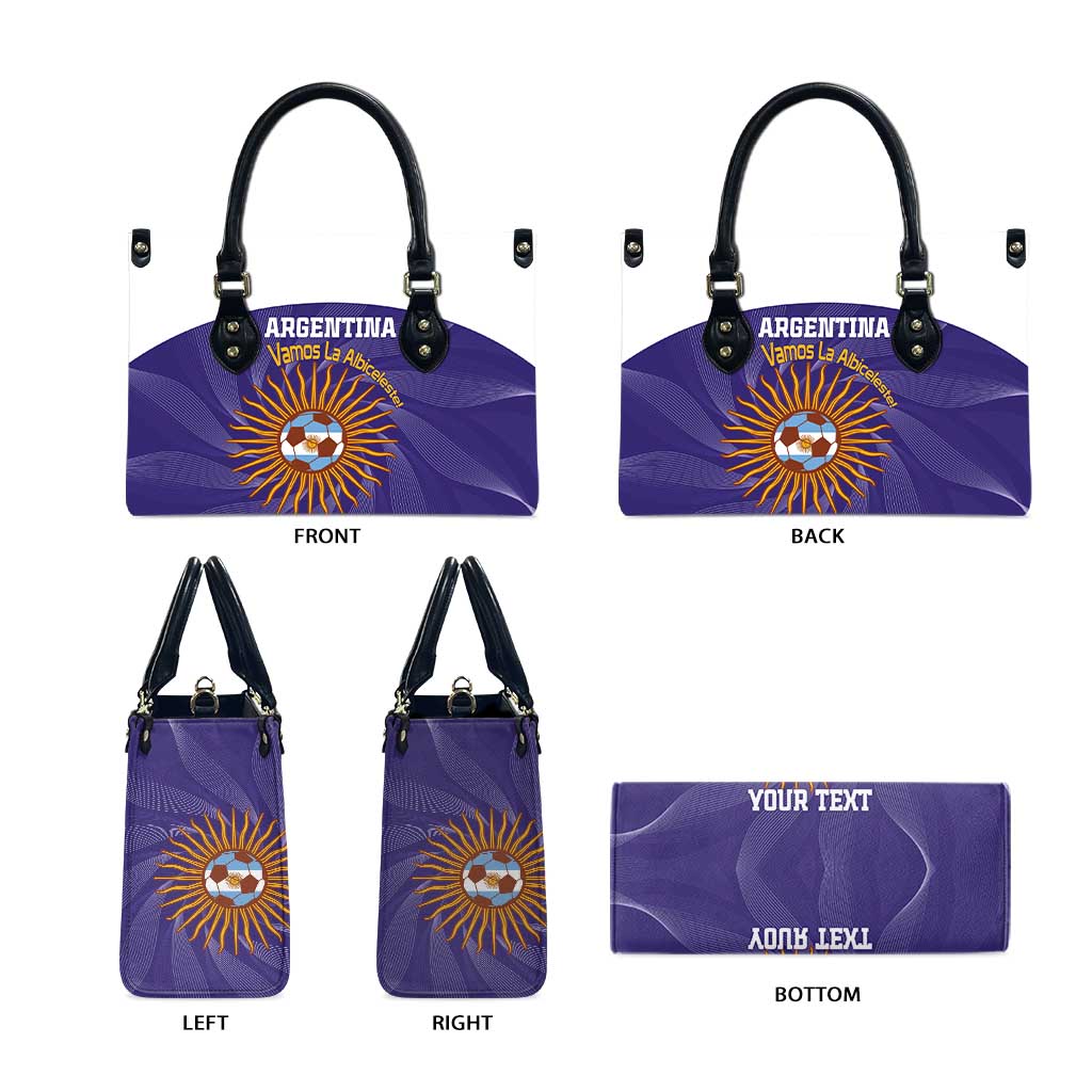 Custom Argentina Football Leather Bag Vamos La Albiceleste Purple Version - Wonder Print Shop