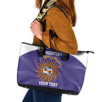 Custom Argentina Football Leather Tote Bag Vamos La Albiceleste Purple Version - Wonder Print Shop