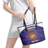 Custom Argentina Football Leather Tote Bag Vamos La Albiceleste Purple Version - Wonder Print Shop
