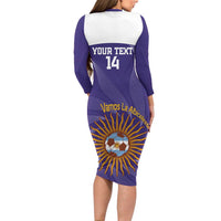 Custom Argentina Football Long Sleeve Bodycon Dress Vamos La Albiceleste Purple Version - Wonder Print Shop