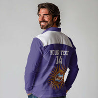 Custom Argentina Football Long Sleeve Polo Shirt Vamos La Albiceleste Purple Version - Wonder Print Shop