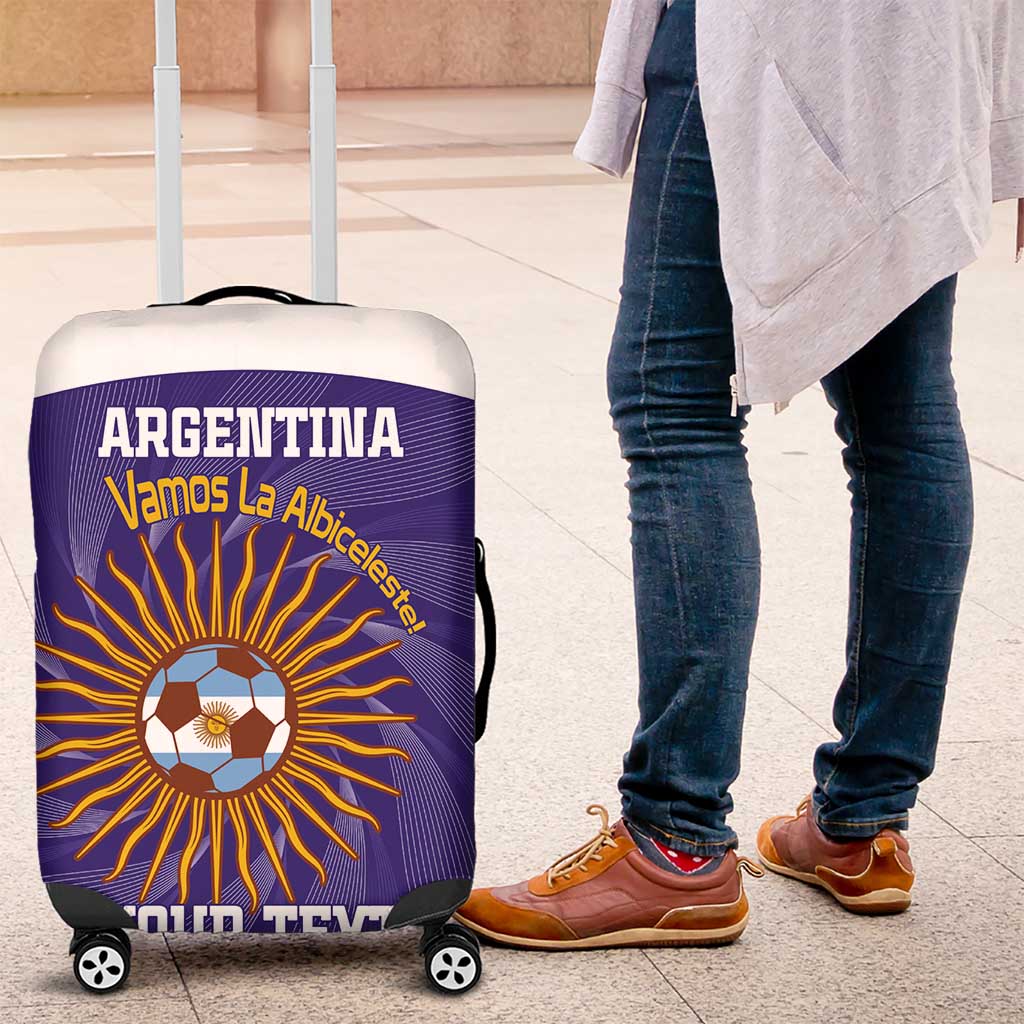 Custom Argentina Football Luggage Cover Vamos La Albiceleste Purple Version - Wonder Print Shop