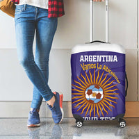 Custom Argentina Football Luggage Cover Vamos La Albiceleste Purple Version - Wonder Print Shop