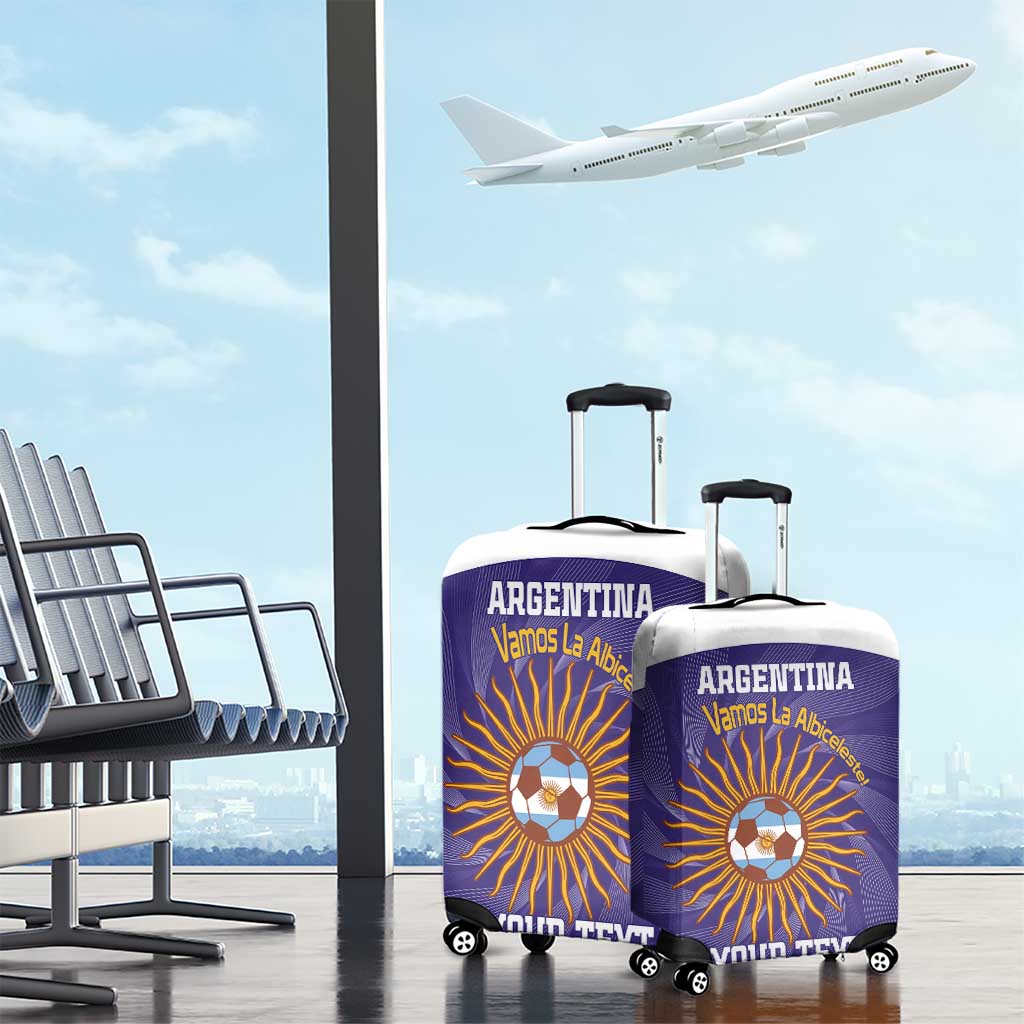 Custom Argentina Football Luggage Cover Vamos La Albiceleste Purple Version - Wonder Print Shop