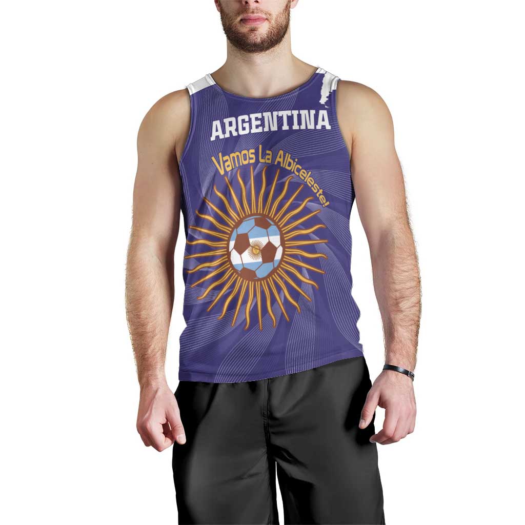 Custom Argentina Football Men Tank Top Vamos La Albiceleste Purple Version - Wonder Print Shop