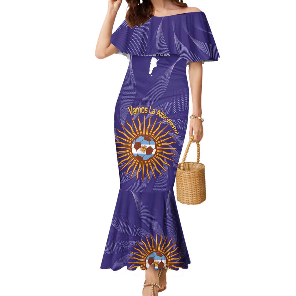 Custom Argentina Football Mermaid Dress Vamos La Albiceleste Purple Version - Wonder Print Shop