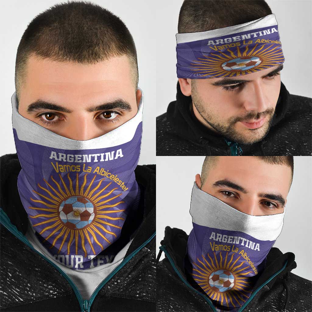 Custom Argentina Football Neck Gaiter Vamos La Albiceleste Purple Version - Wonder Print Shop