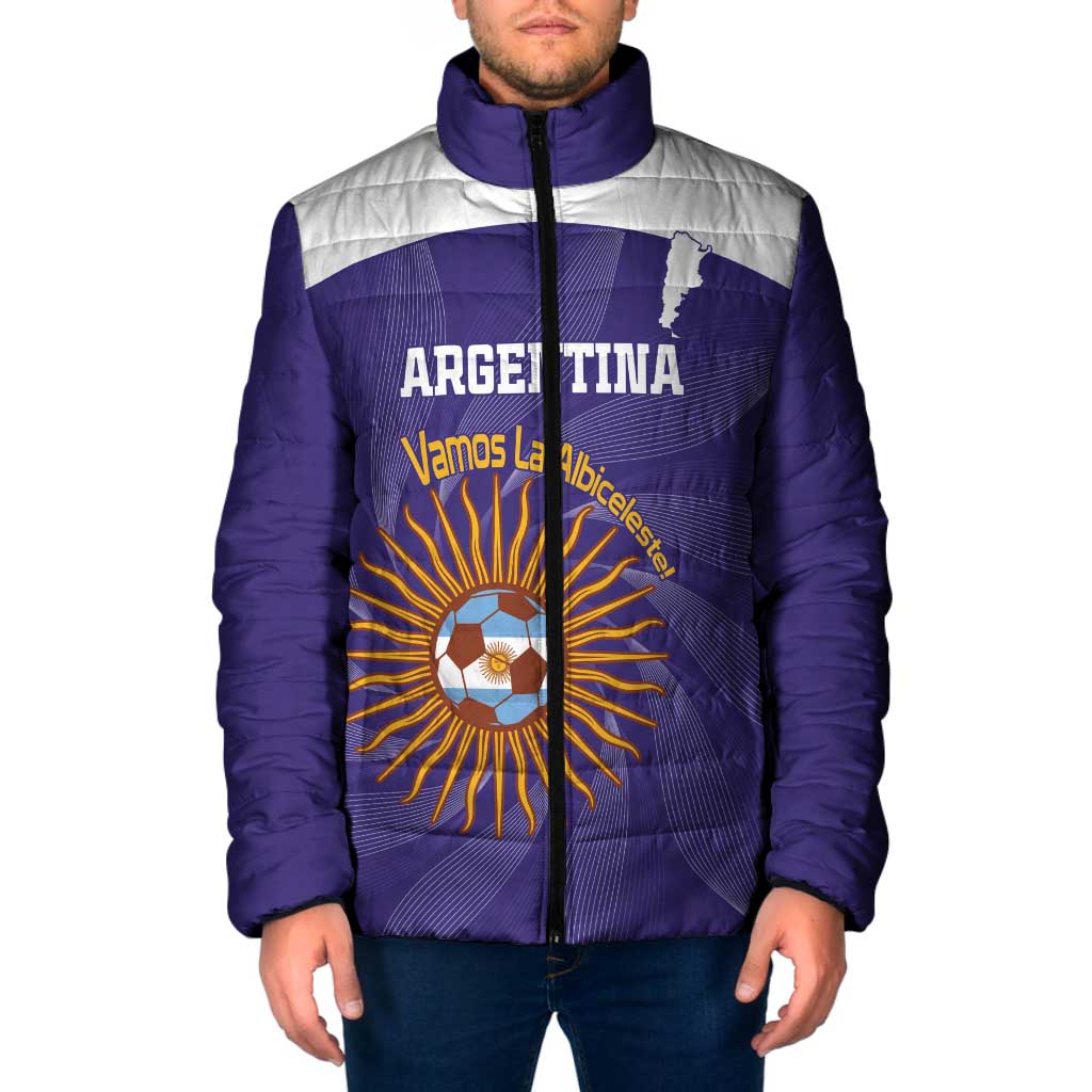 Custom Argentina Football Padded Jacket Vamos La Albiceleste Purple Version - Wonder Print Shop