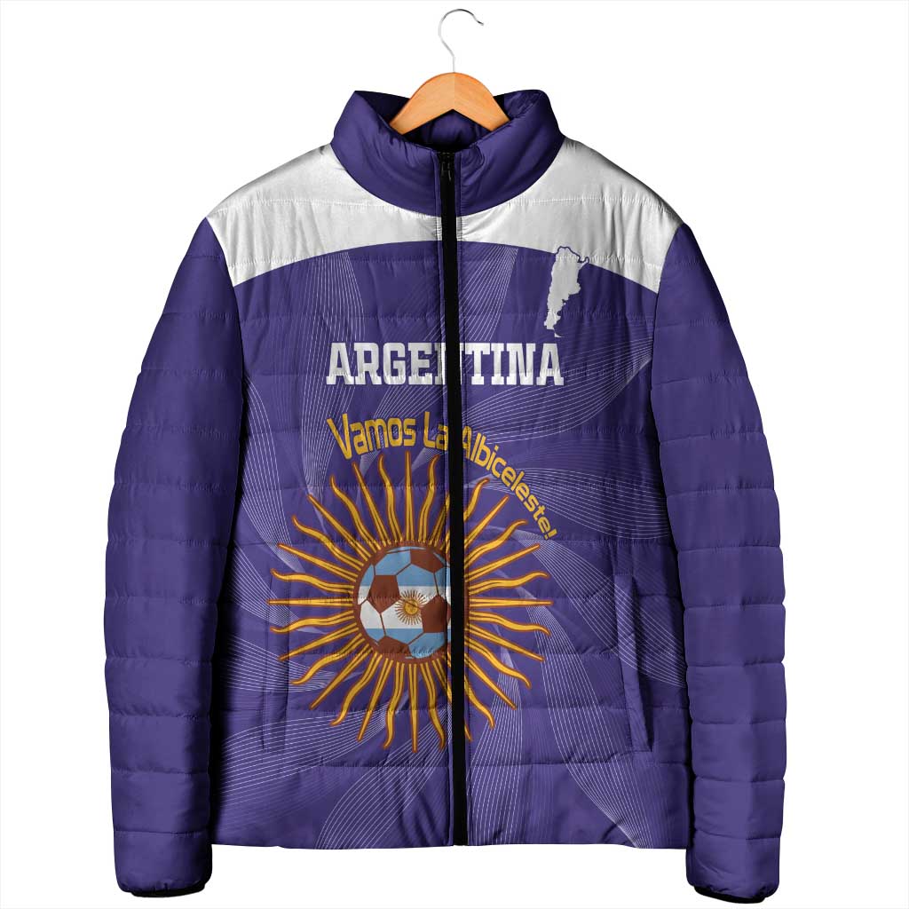 Custom Argentina Football Padded Jacket Vamos La Albiceleste Purple Version - Wonder Print Shop