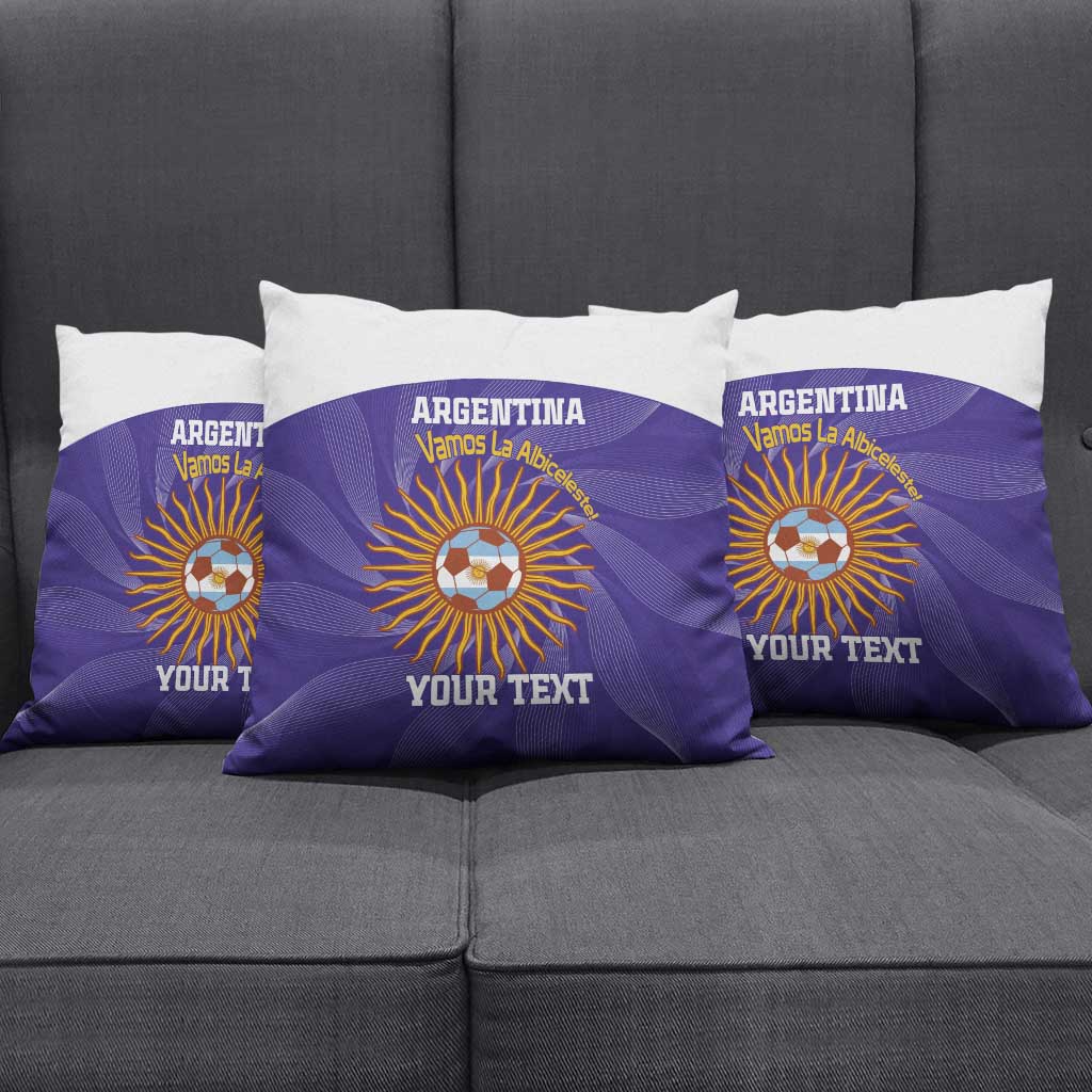 Custom Argentina Football Pillow Cover Vamos La Albiceleste Purple Version - Wonder Print Shop