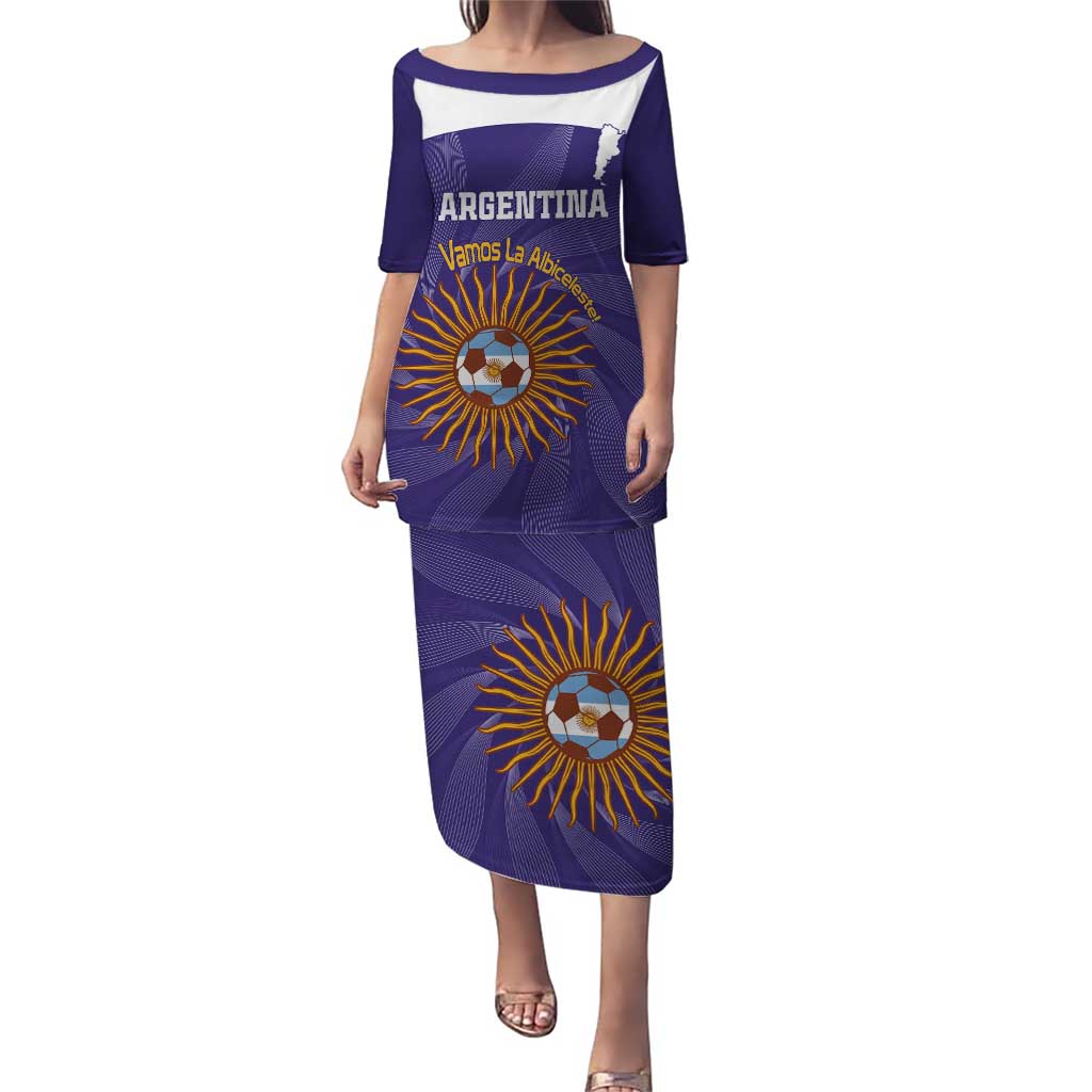 Custom Argentina Football Puletasi Vamos La Albiceleste Purple Version - Wonder Print Shop