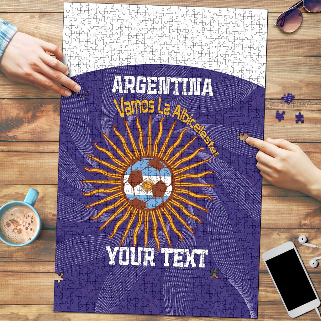 Custom Argentina Football Puzzle Vamos La Albiceleste Purple Version - Wonder Print Shop