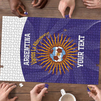 Custom Argentina Football Puzzle Vamos La Albiceleste Purple Version - Wonder Print Shop