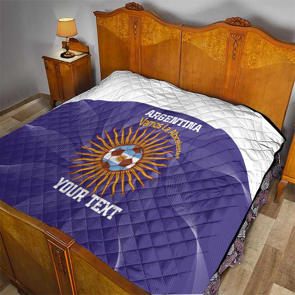 Custom Argentina Football Quilt Vamos La Albiceleste Purple Version - Wonder Print Shop