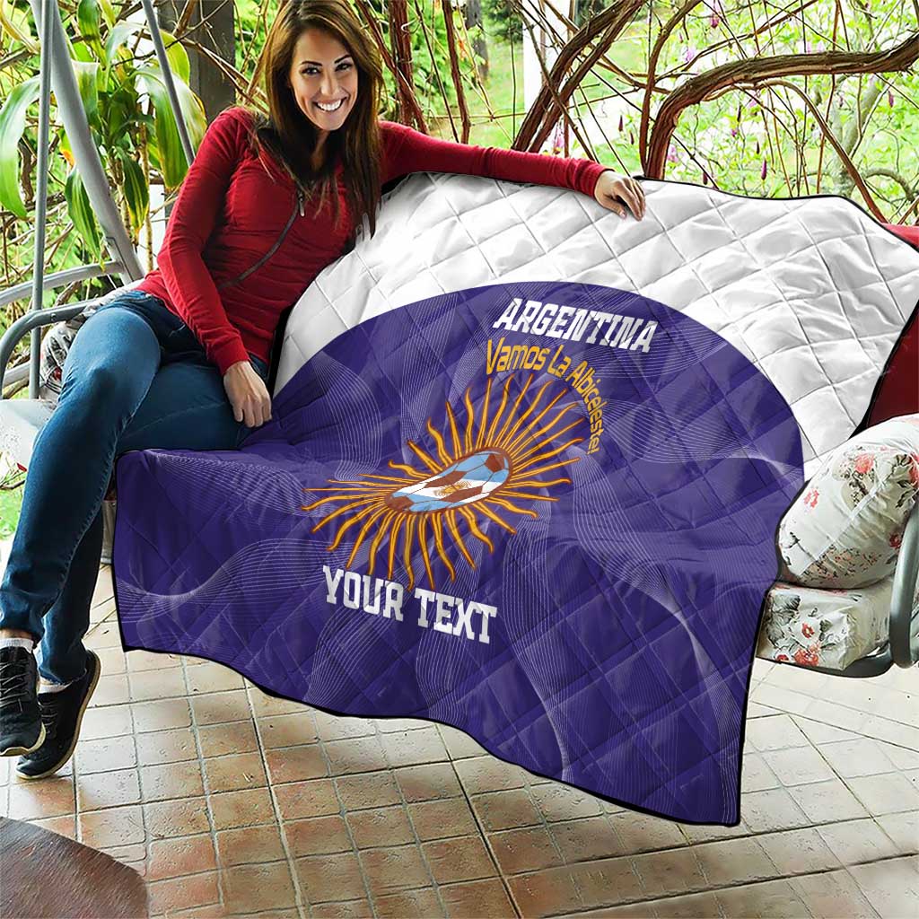 Custom Argentina Football Quilt Vamos La Albiceleste Purple Version - Wonder Print Shop
