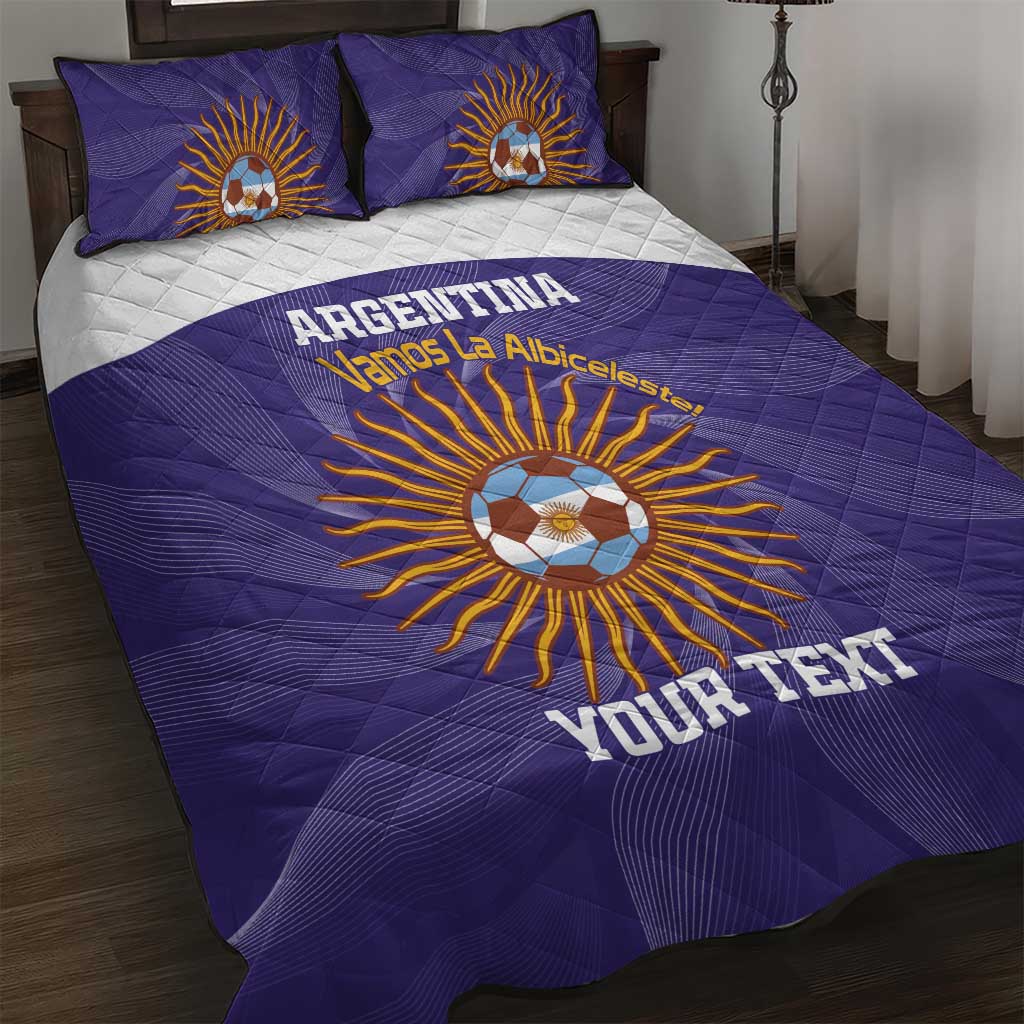Custom Argentina Football Quilt Bed Set Vamos La Albiceleste Purple Version - Wonder Print Shop
