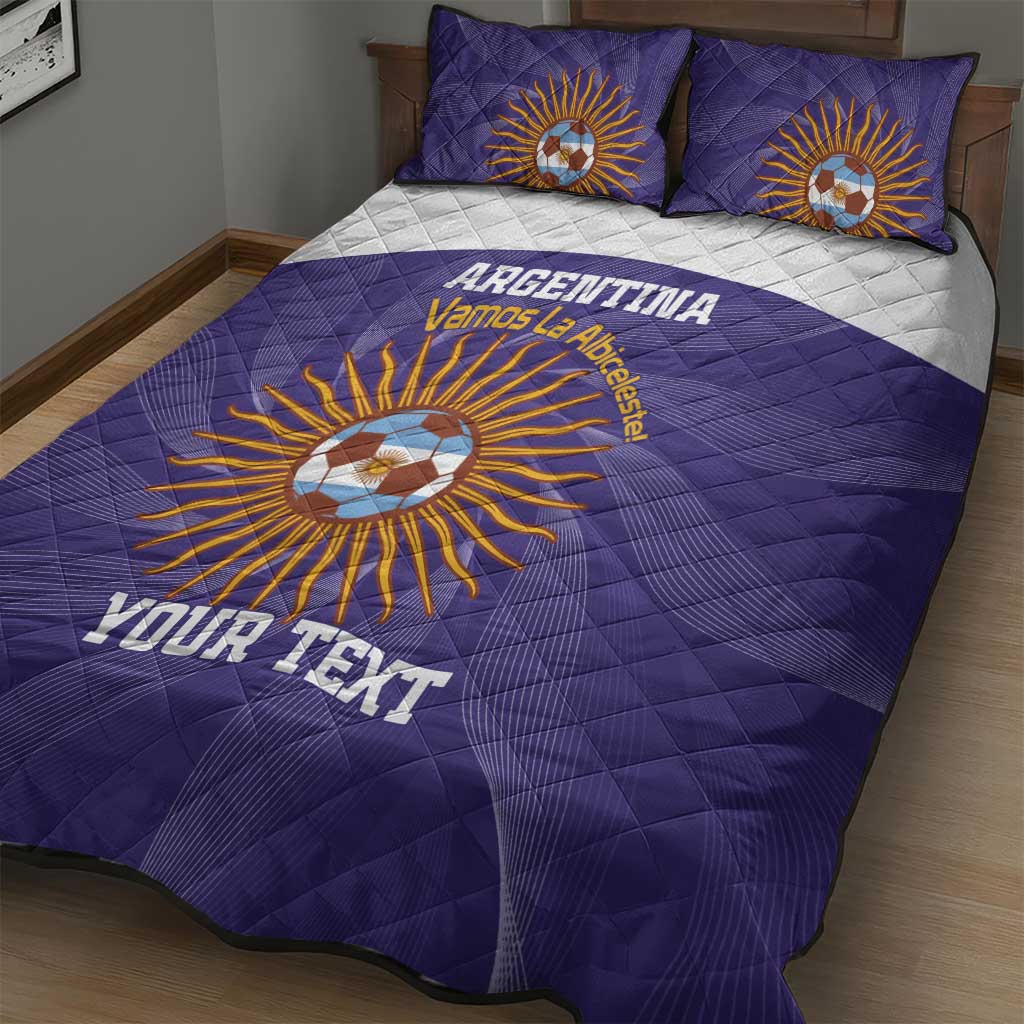 Custom Argentina Football Quilt Bed Set Vamos La Albiceleste Purple Version - Wonder Print Shop