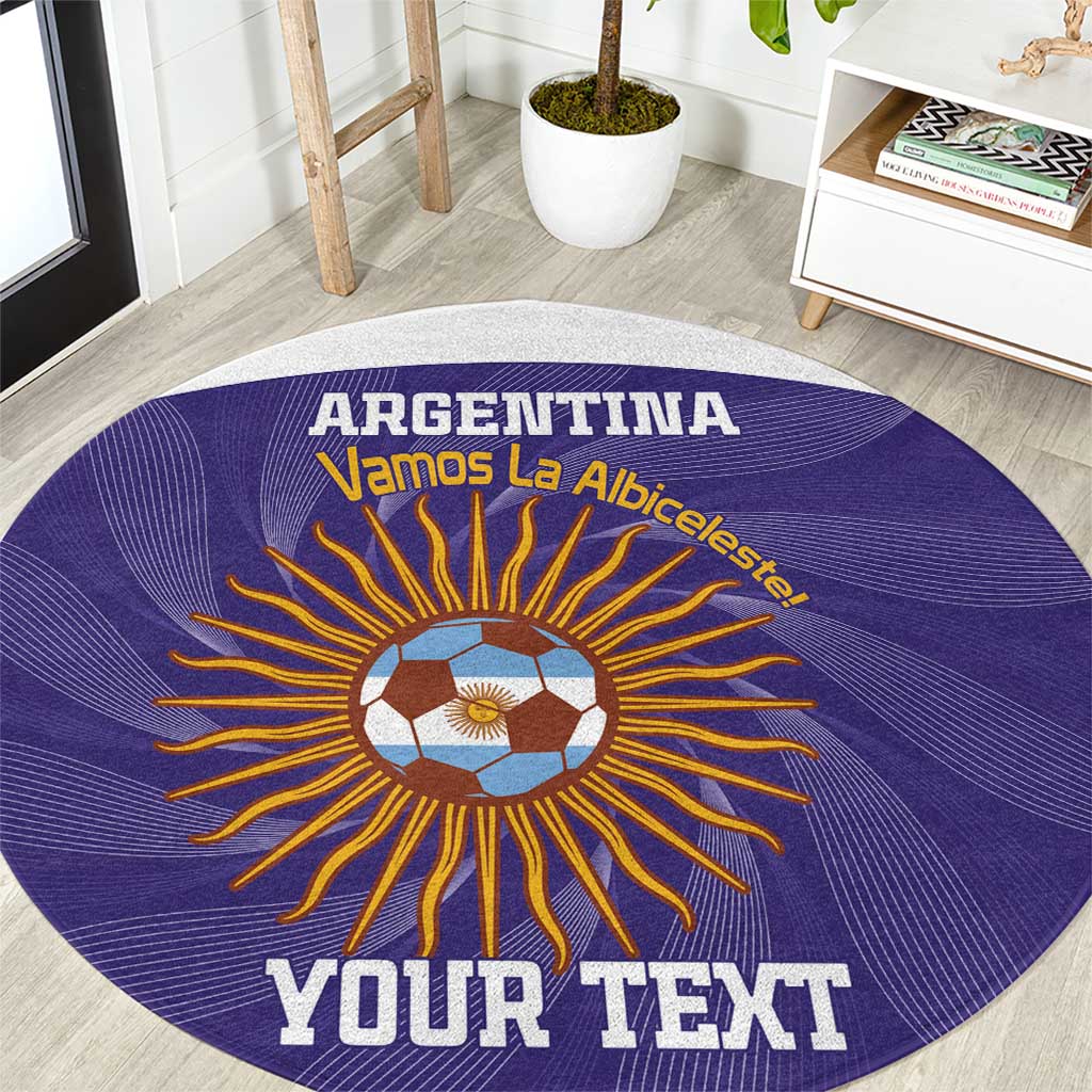 Custom Argentina Football Round Carpet Vamos La Albiceleste Purple Version - Wonder Print Shop