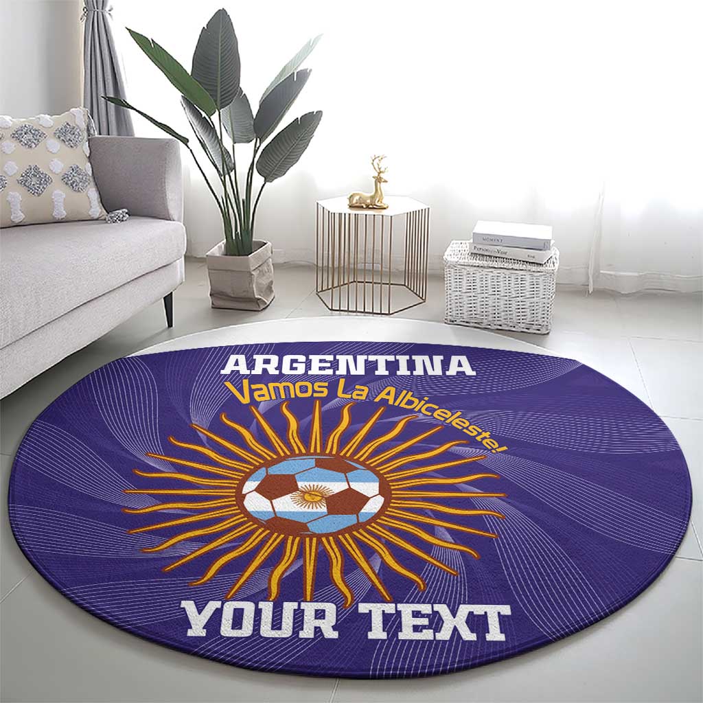 Custom Argentina Football Round Carpet Vamos La Albiceleste Purple Version - Wonder Print Shop