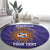 Custom Argentina Football Round Carpet Vamos La Albiceleste Purple Version - Wonder Print Shop