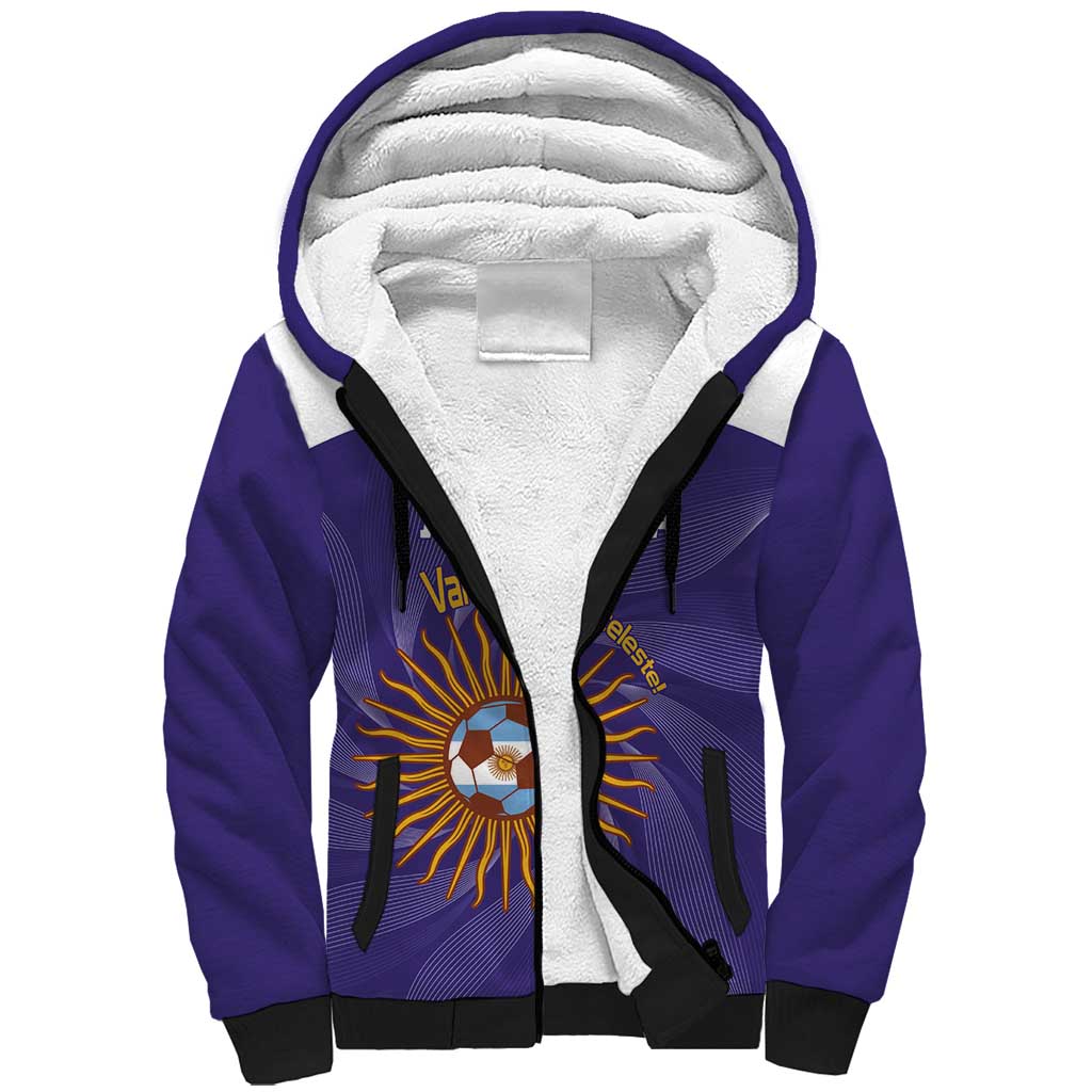 Custom Argentina Football Sherpa Hoodie Vamos La Albiceleste Purple Version - Wonder Print Shop