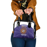 Custom Argentina Football Shoulder Handbag Vamos La Albiceleste Purple Version - Wonder Print Shop