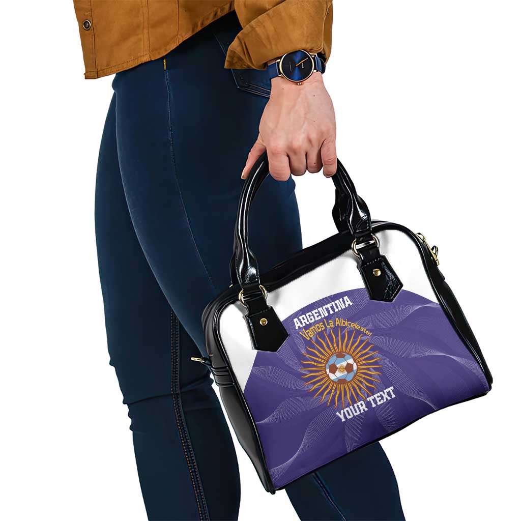 Custom Argentina Football Shoulder Handbag Vamos La Albiceleste Purple Version - Wonder Print Shop