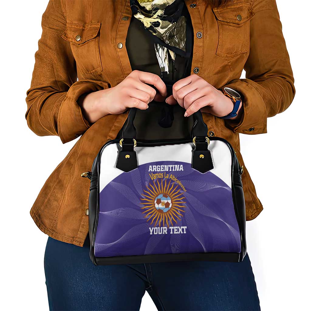 Custom Argentina Football Shoulder Handbag Vamos La Albiceleste Purple Version - Wonder Print Shop