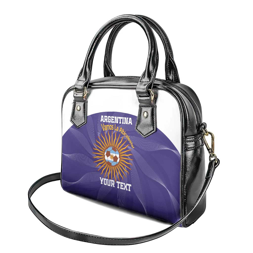 Custom Argentina Football Shoulder Handbag Vamos La Albiceleste Purple Version - Wonder Print Shop
