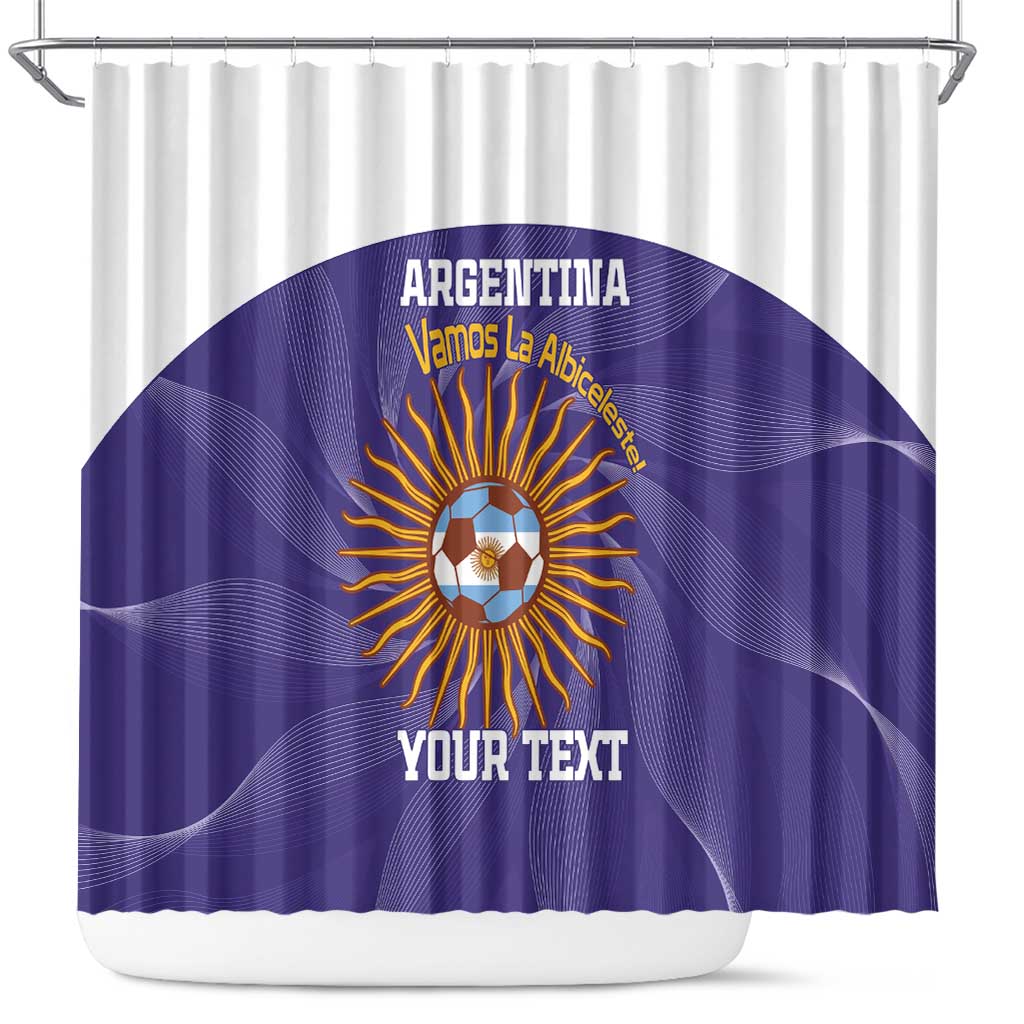Custom Argentina Football Shower Curtain Vamos La Albiceleste Purple Version - Wonder Print Shop