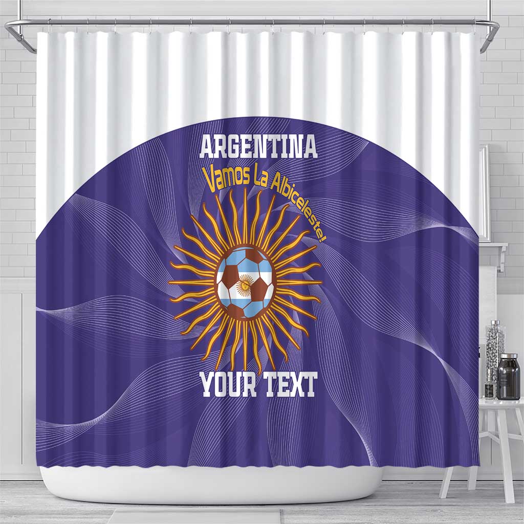 Custom Argentina Football Shower Curtain Vamos La Albiceleste Purple Version - Wonder Print Shop