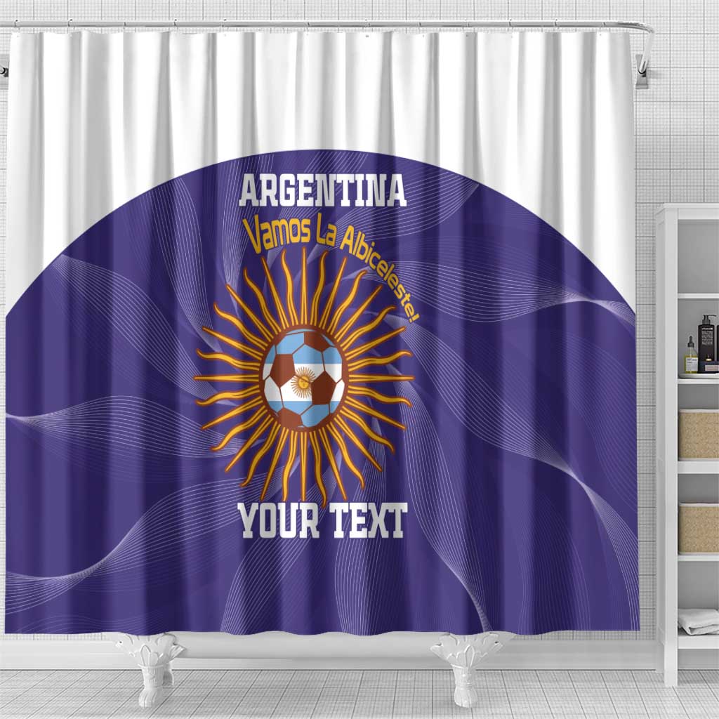 Custom Argentina Football Shower Curtain Vamos La Albiceleste Purple Version - Wonder Print Shop