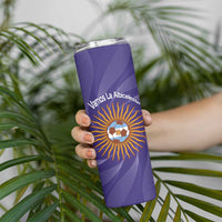 Custom Argentina Football Skinny Tumbler Vamos La Albiceleste Purple Version - Wonder Print Shop