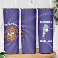 Custom Argentina Football Skinny Tumbler Vamos La Albiceleste Purple Version - Wonder Print Shop