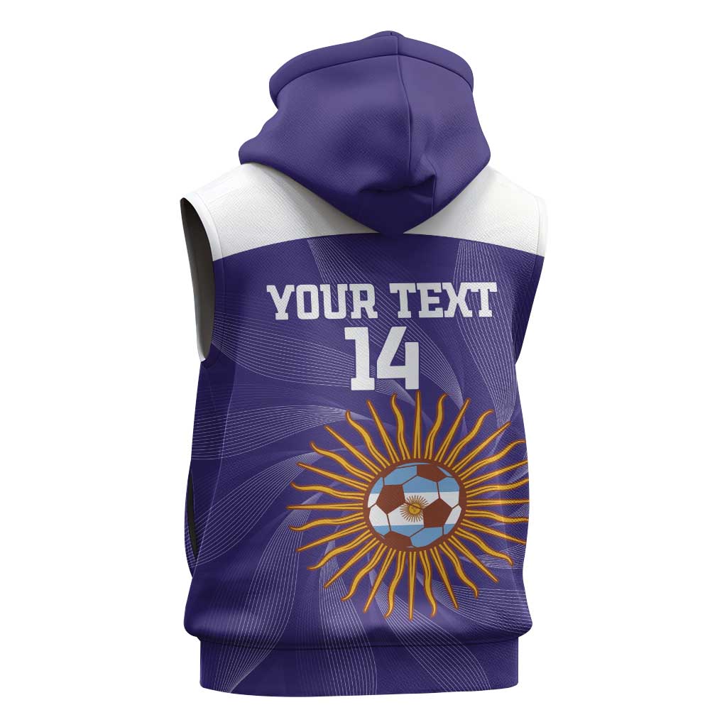 Custom Argentina Football Sleeveless Hoodie Vamos La Albiceleste Purple Version - Wonder Print Shop