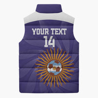 Custom Argentina Football Sleeveless Puffer Jacket Vamos La Albiceleste Purple Version - Wonder Print Shop