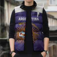 Custom Argentina Football Sleeveless Puffer Jacket Vamos La Albiceleste Purple Version - Wonder Print Shop