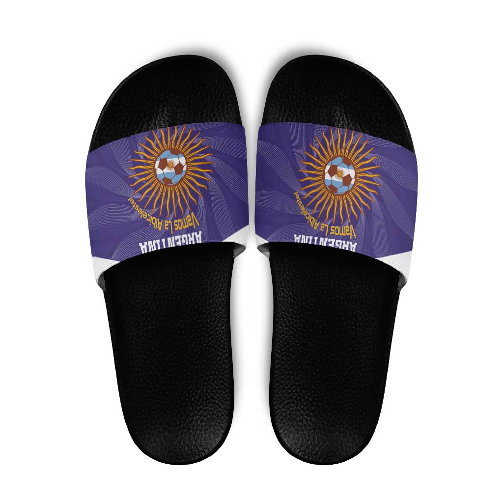 Custom Argentina Football Slide Sandals Vamos La Albiceleste Purple Version - Wonder Print Shop