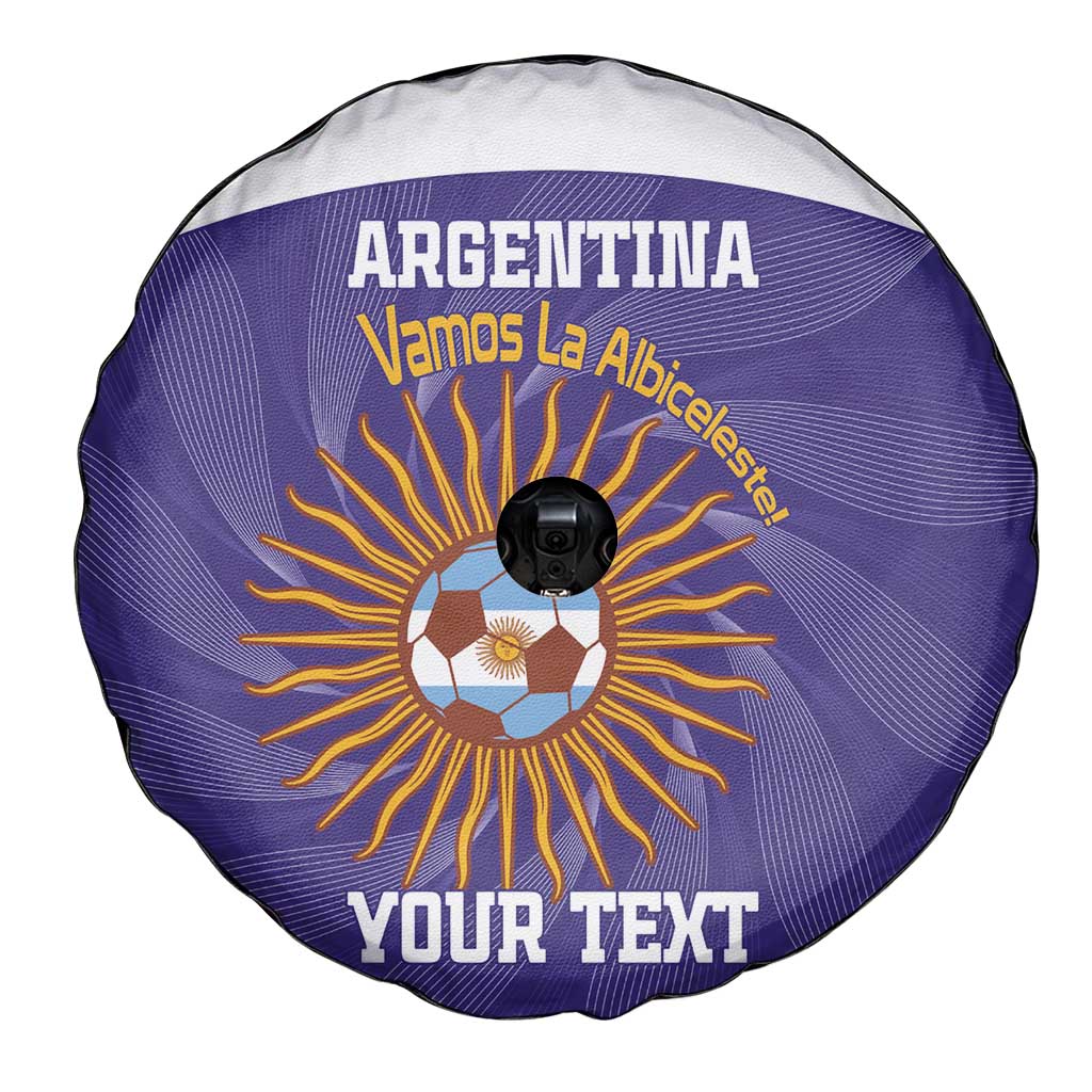 Custom Argentina Football Spare Tire Cover Vamos La Albiceleste Purple Version - Wonder Print Shop