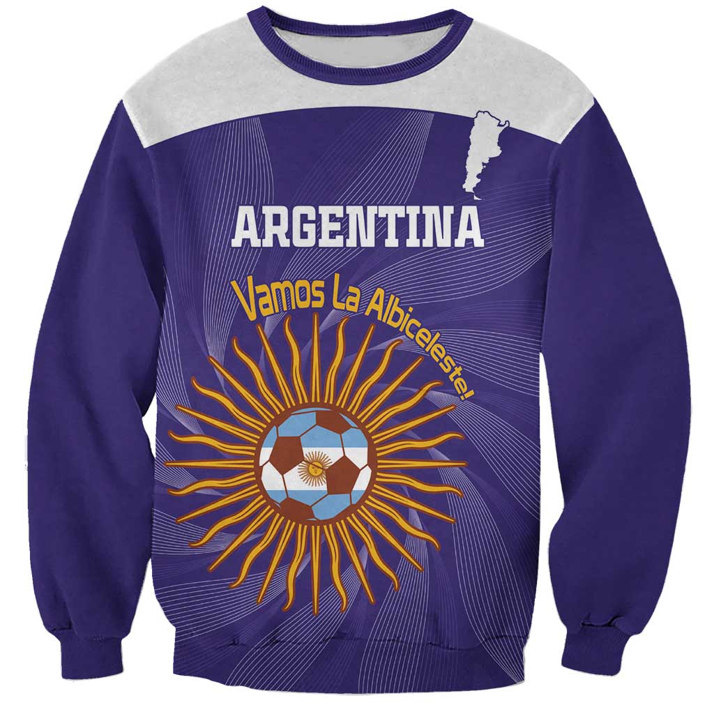 Custom Argentina Football Sweatshirt Vamos La Albiceleste Purple Version - Wonder Print Shop