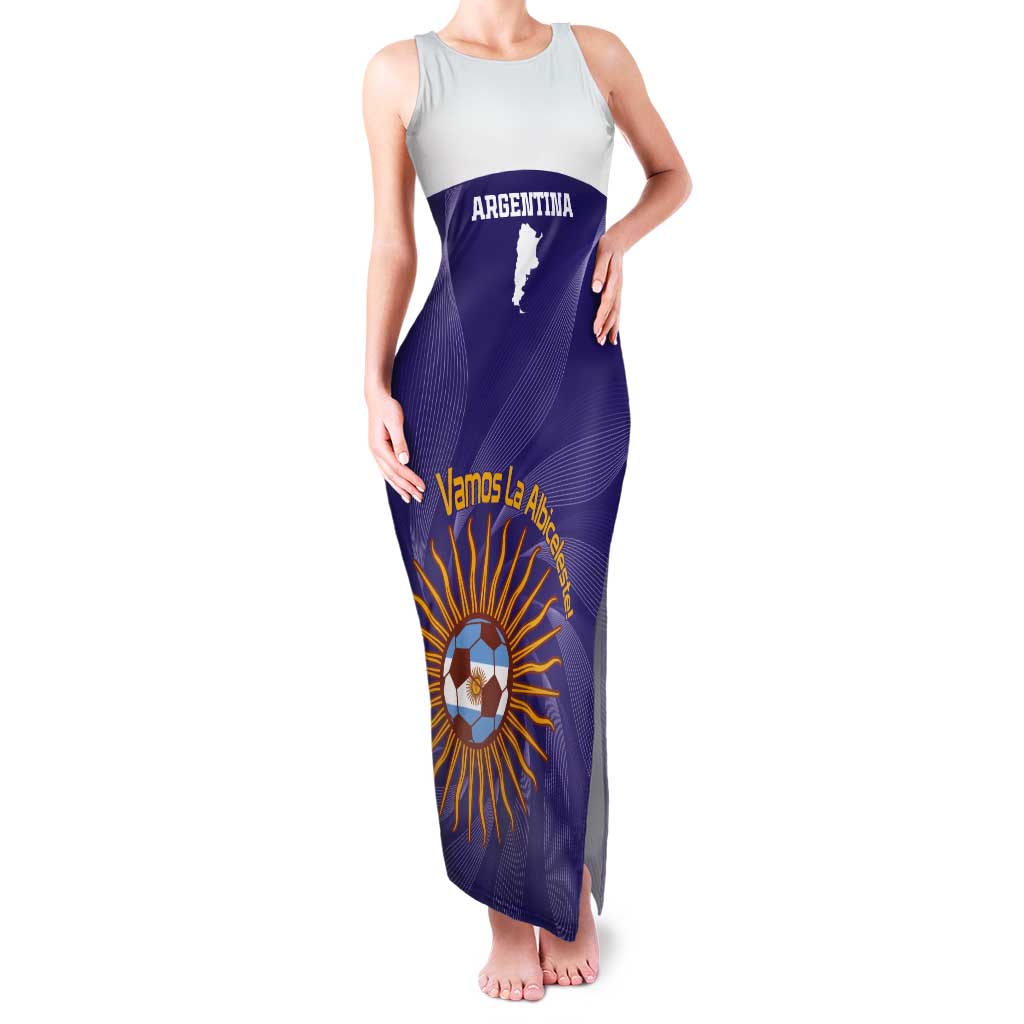 Custom Argentina Football Tank Maxi Dress Vamos La Albiceleste Purple Version - Wonder Print Shop