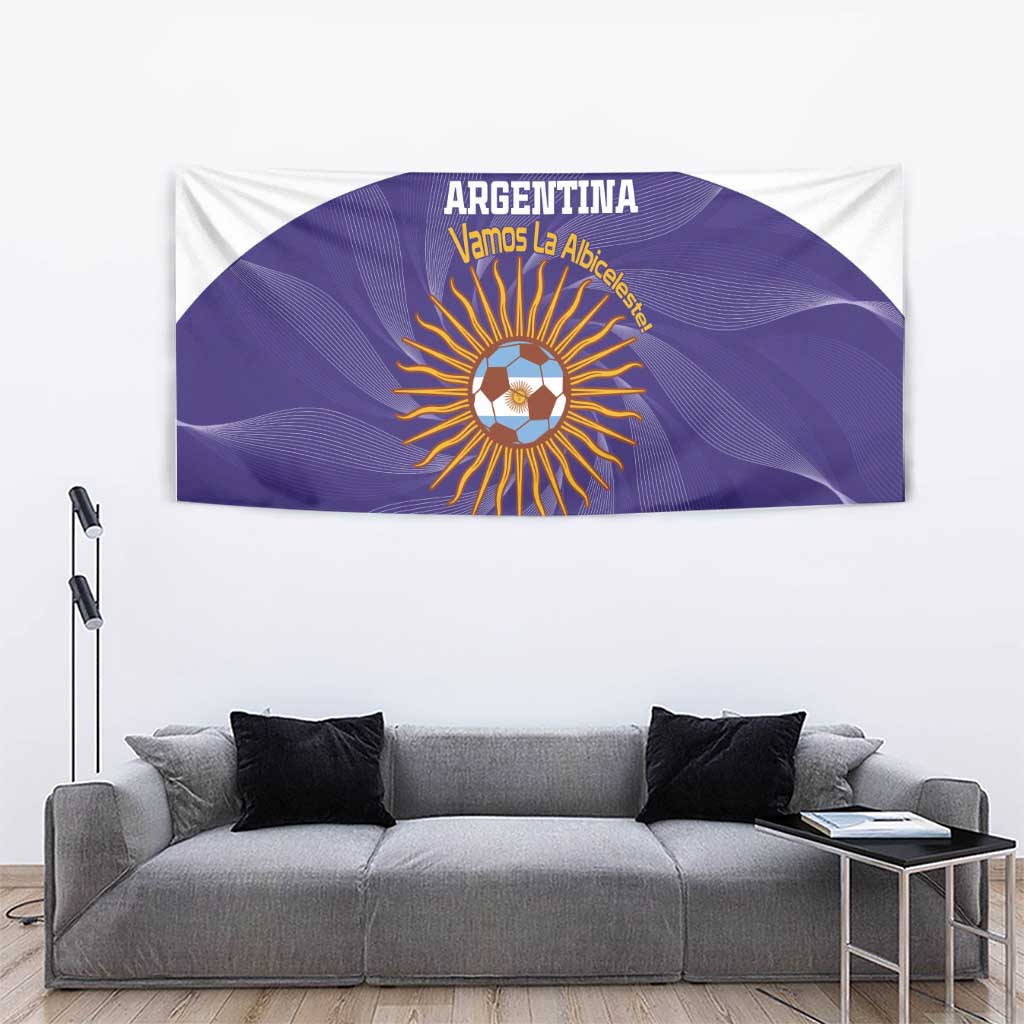 Custom Argentina Football Tapestry Vamos La Albiceleste Purple Version - Wonder Print Shop