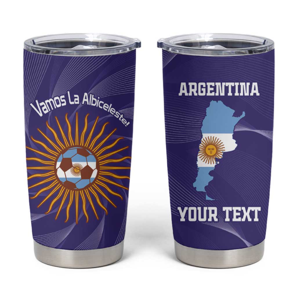Custom Argentina Football Tumbler Cup Vamos La Albiceleste Purple Version - Wonder Print Shop