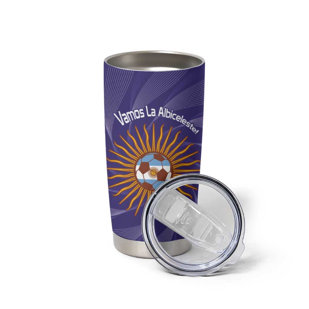 Custom Argentina Football Tumbler Cup Vamos La Albiceleste Purple Version - Wonder Print Shop