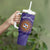 Custom Argentina Football Tumbler With Handle Vamos La Albiceleste Purple Version - Wonder Print Shop
