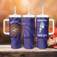 Custom Argentina Football Tumbler With Handle Vamos La Albiceleste Purple Version - Wonder Print Shop