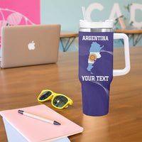 Custom Argentina Football Tumbler With Handle Vamos La Albiceleste Purple Version - Wonder Print Shop