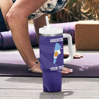 Custom Argentina Football Tumbler With Handle Vamos La Albiceleste Purple Version - Wonder Print Shop