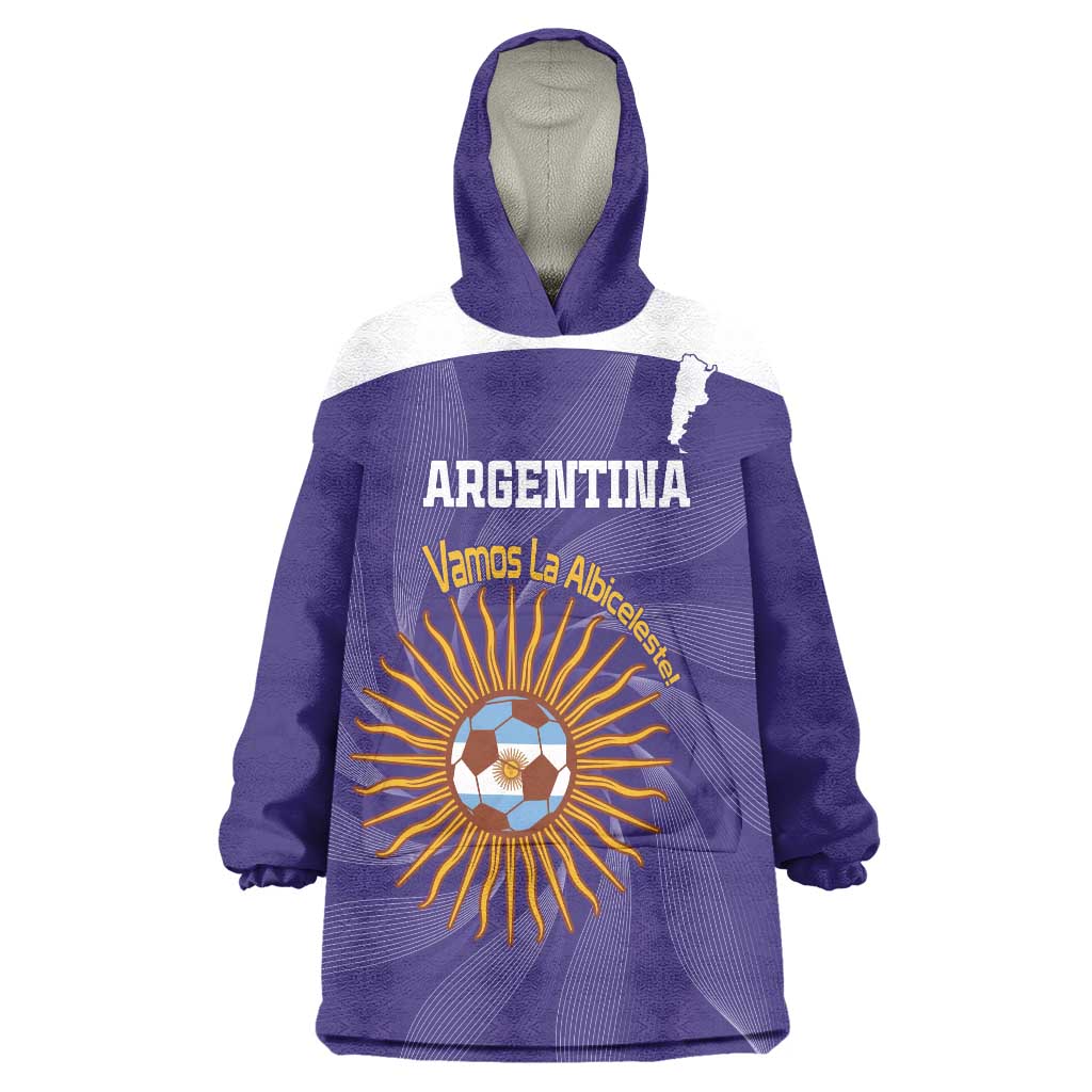 Custom Argentina Football Wearable Blanket Hoodie Vamos La Albiceleste Purple Version - Wonder Print Shop