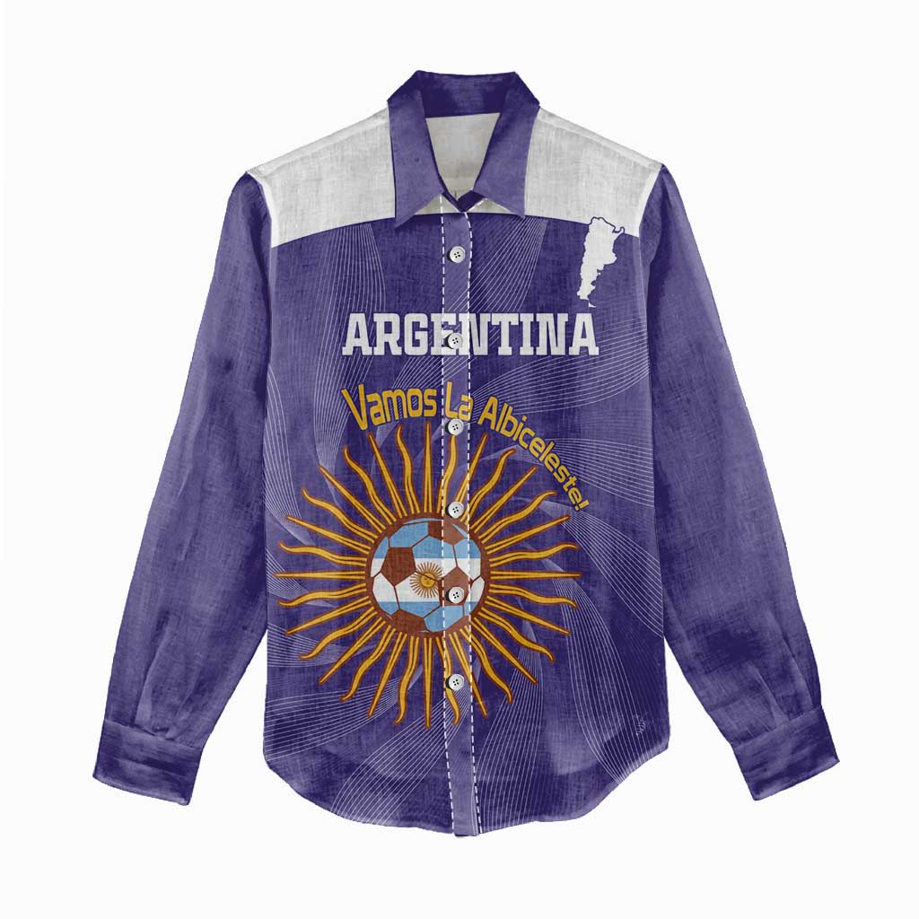 Custom Argentina Football Women Casual Shirt Vamos La Albiceleste Purple Version - Wonder Print Shop
